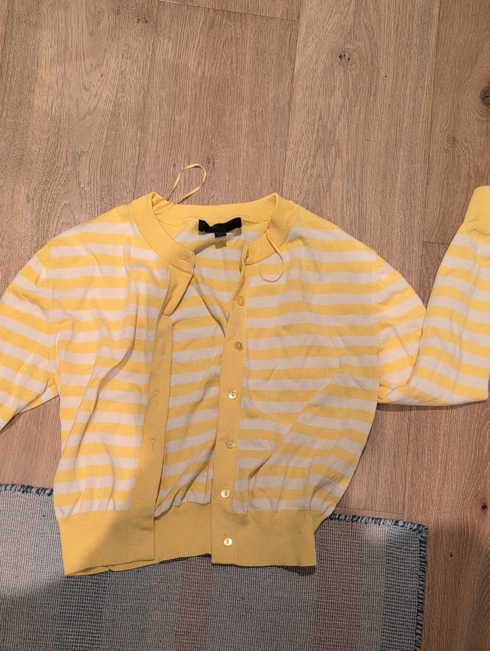 Zara Yellow and White Striped Button-Down Cardigan